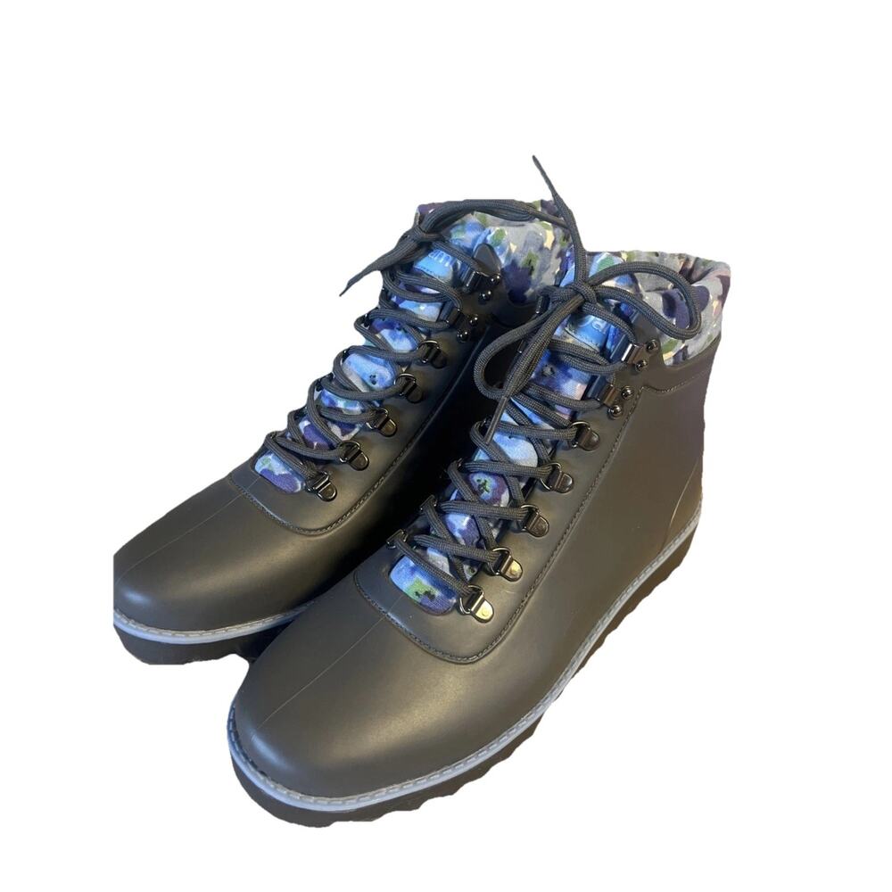 Jambu Women's Size 10 Rainey-Hiker Rain Boot with Floral Detail Waterproof
